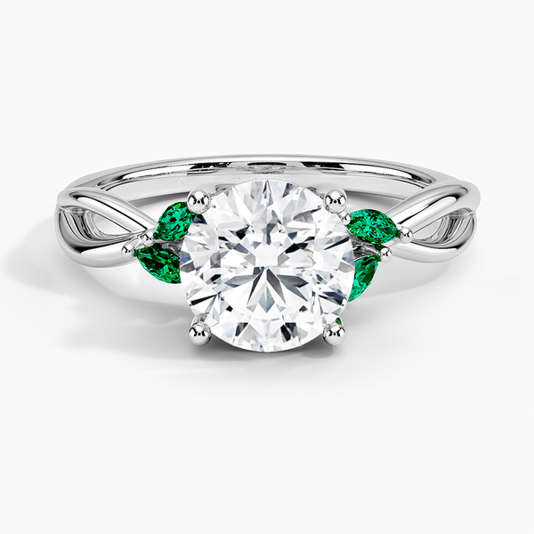 Willow Ring With Lab Emerald Accents Engagement Ring