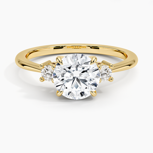 Petite Selene Three Stone Diamond Engagement Ring