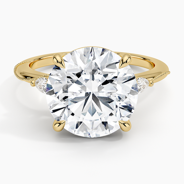 Camellia Three Stone Pear Diamond Engagement Ring