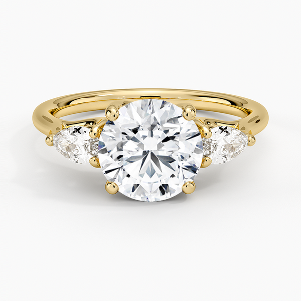 Trellis Three Stone Pear Diamond Engagement Ring
