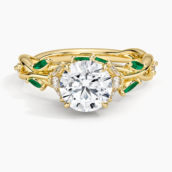 Secret Garden Lab Emerald and Diamond Engagement Ring