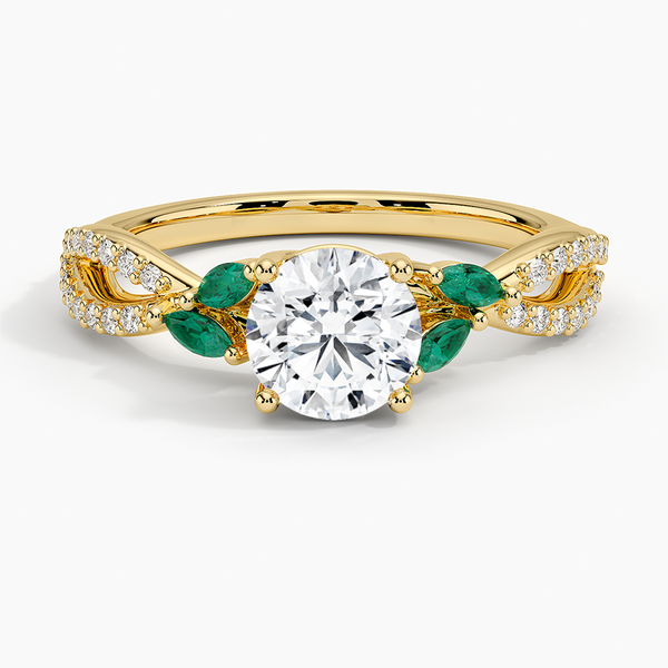 Luxe Willow Lab Emerald and Diamond Engagement Ring