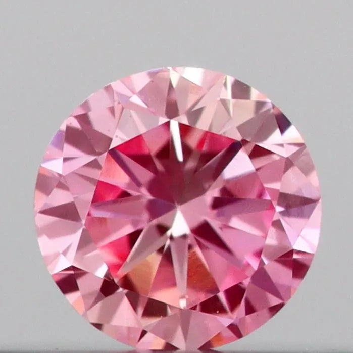 0.13ct Round Lab Grown Diamond (Colour Fancy Vivid Pink, Clarity VVS2, Cut VG, IGI Certified)