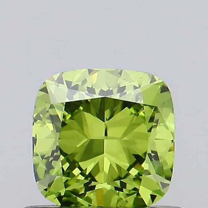 0.56ct Cushion brilliant Lab Grown Diamond (Colour Fancy Vivid Green, Clarity VVS2, IGI Certified)
