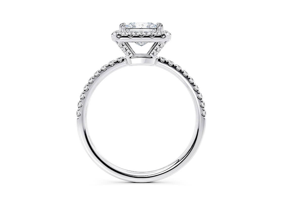 Isabella Halo Platinum Princess Engagement Ring