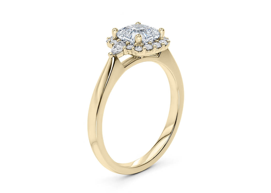Hampstead Halo Yellow Gold 18k Cushion Engagement Ring