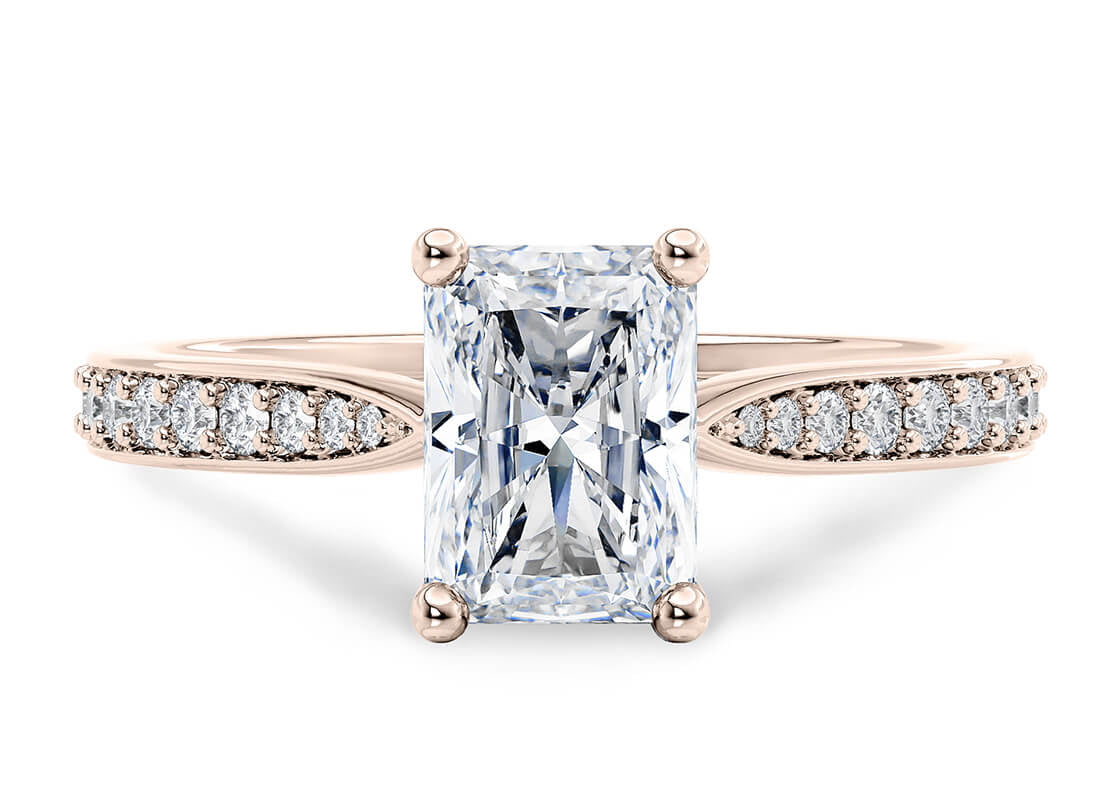 Victoria Diamond Band Rose Gold 18k Radiant Engagement Ring