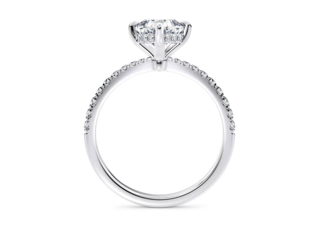 Asteria Compass Diamond Band Platinum Cushion Engagement Ring