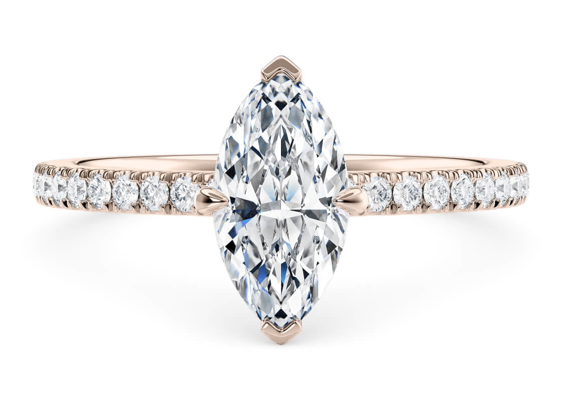 Aria Diamond Band Rose Gold 18k Marquise Engagement Ring