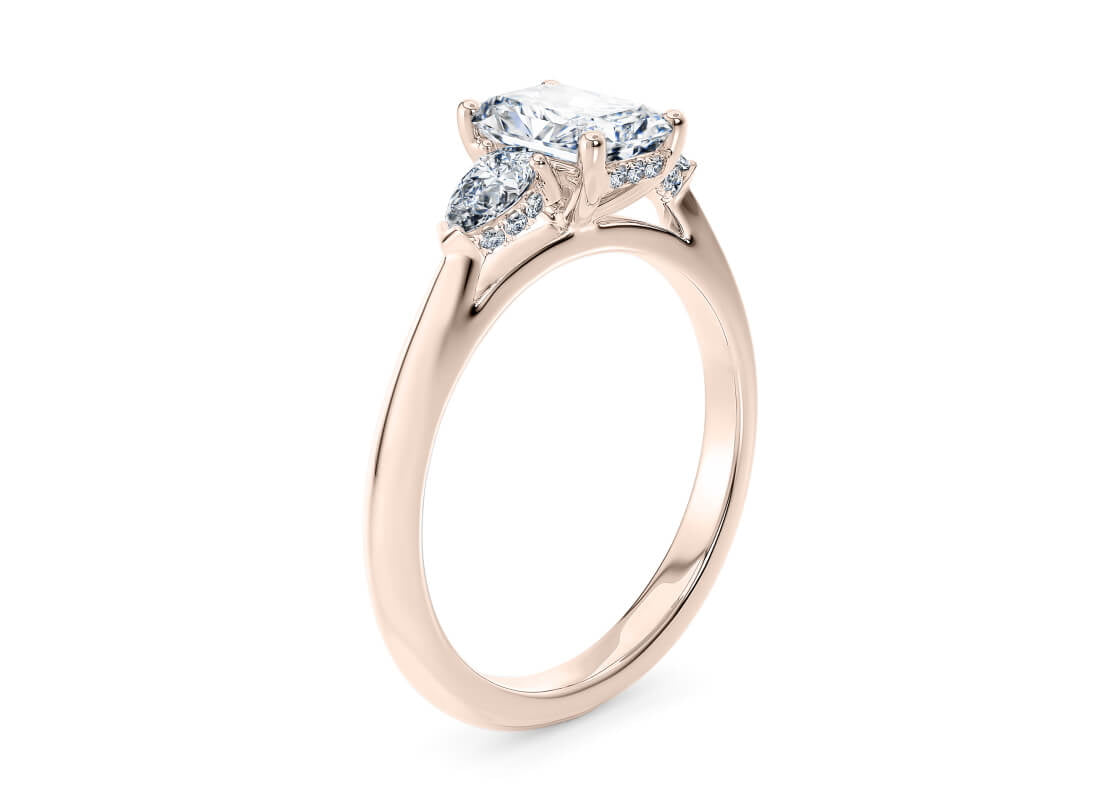 Florence Trilogy Rose Gold 18k Radiant Engagement Ring