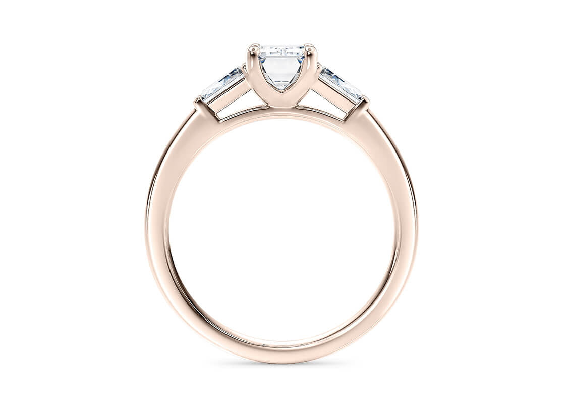 Alexandria Trilogy Rose Gold 18k Emerald Engagement Ring