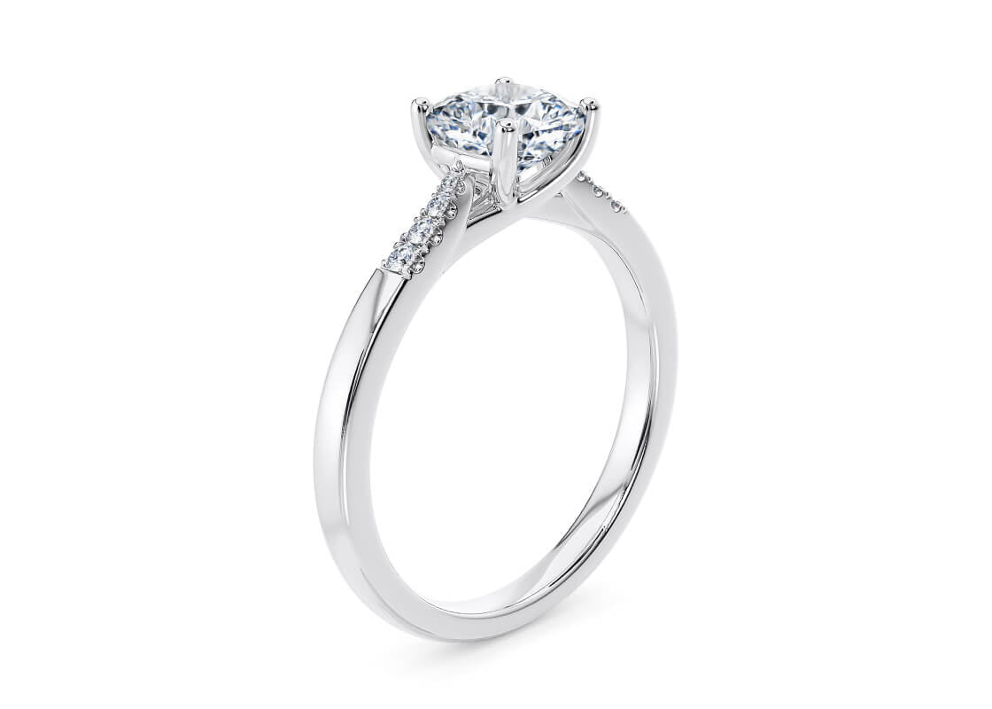 Thea Diamond Band Platinum Cushion Engagement Ring