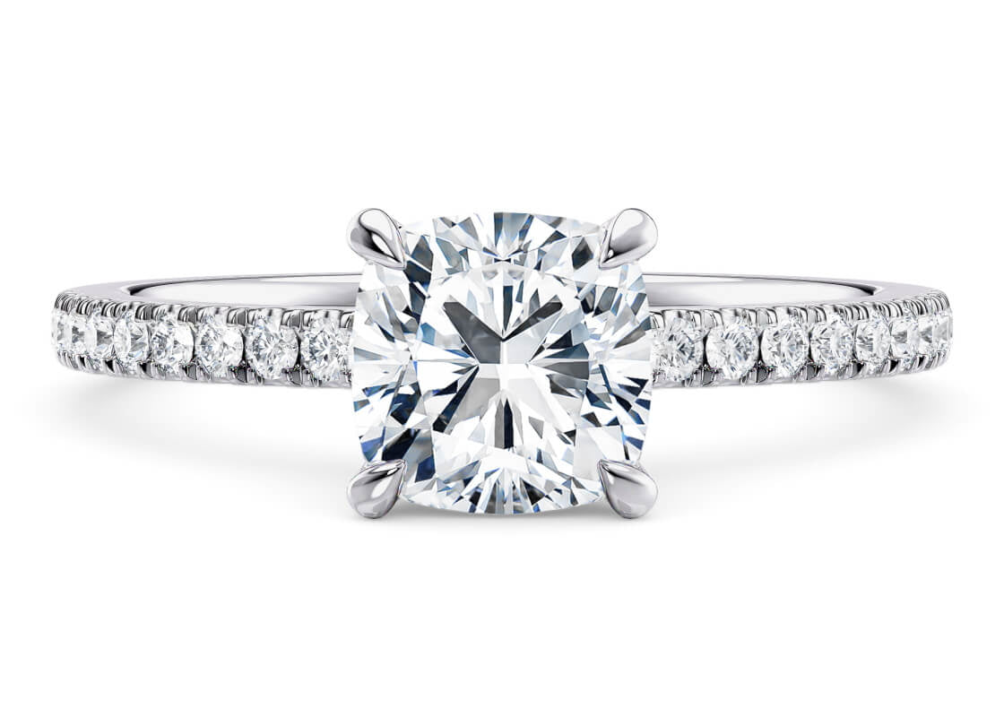 Aria Diamond Band Platinum Cushion Engagement Ring