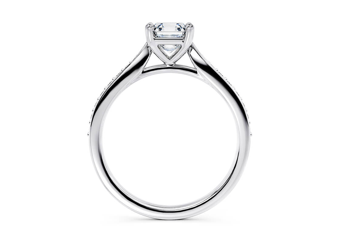 Victoria Diamond Band Platinum Asscher Engagement Ring