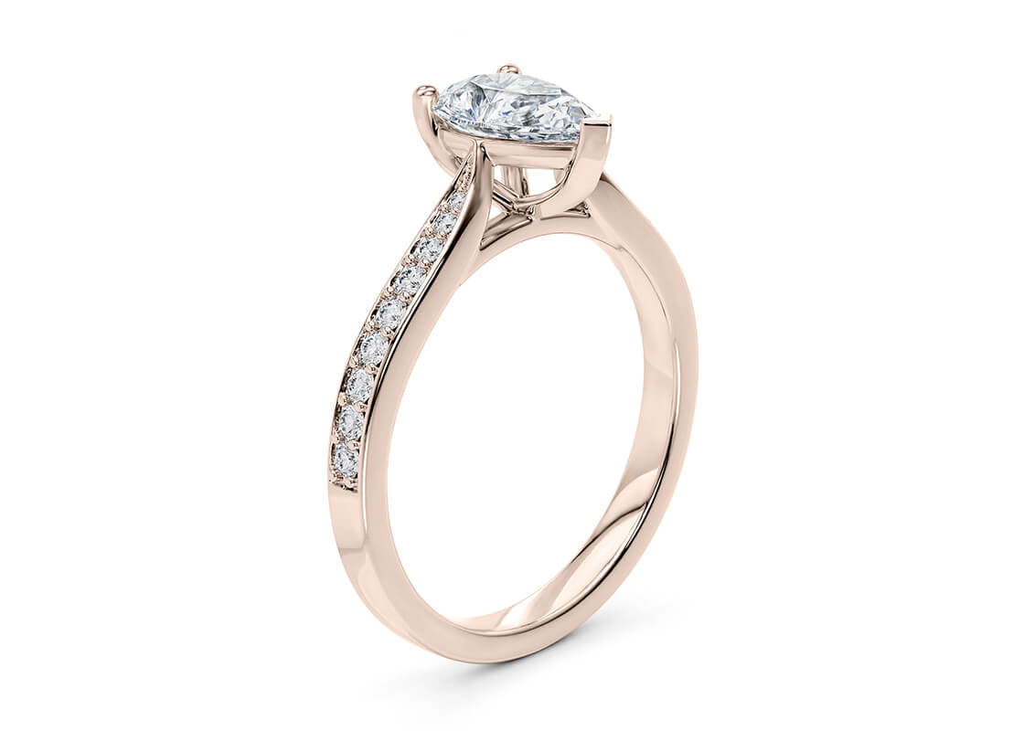 Victoria Diamond Band Rose Gold 18k Pear Engagement Ring