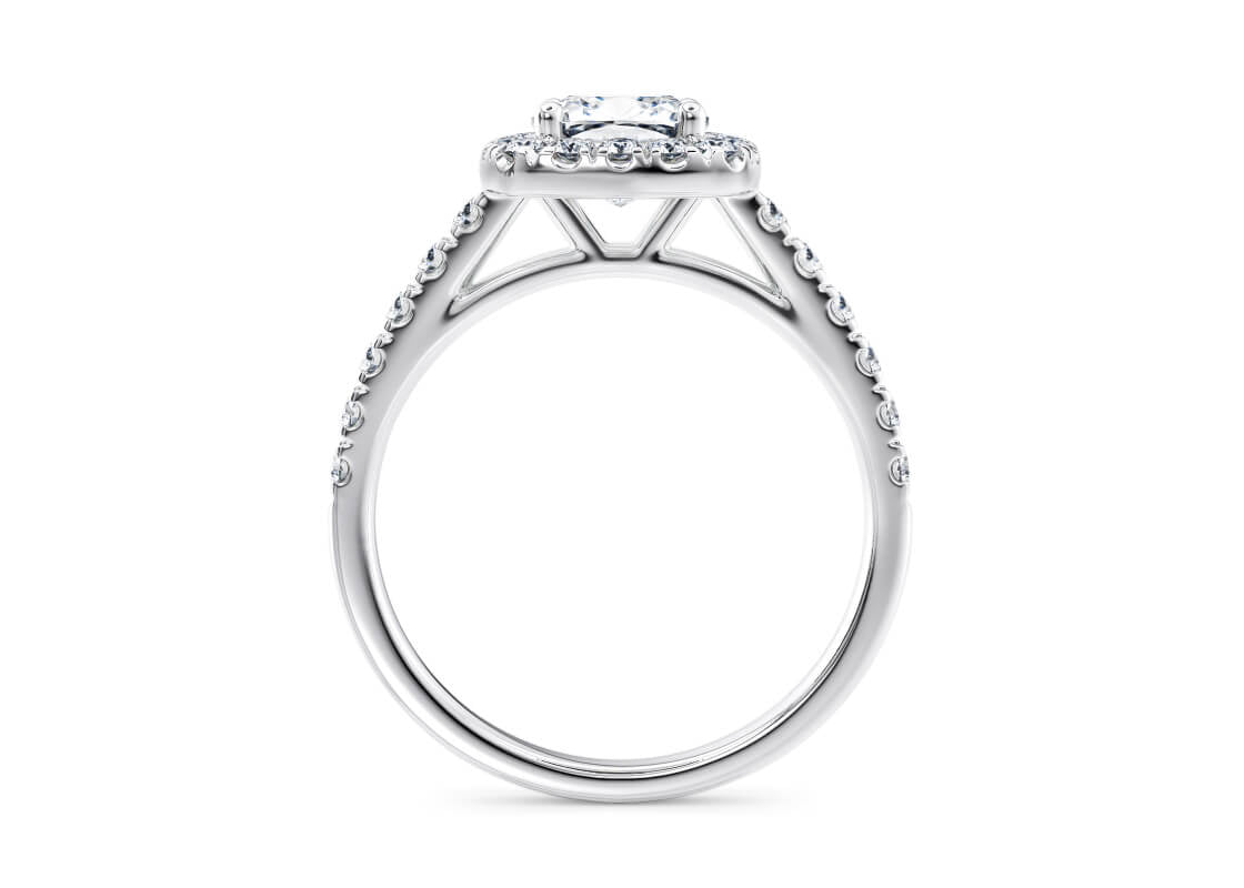 Medici Halo Platinum Cushion Engagement Ring