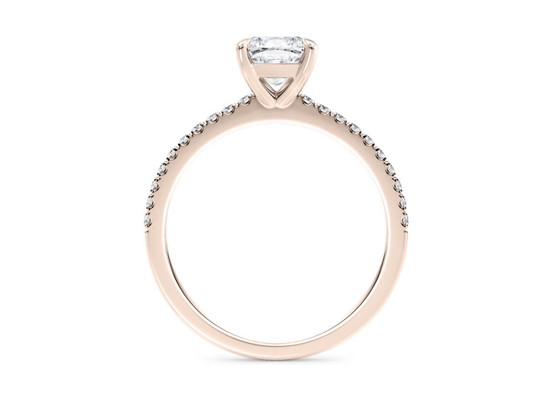 Aria Diamond Band Rose Gold 18k Cushion Engagement Ring