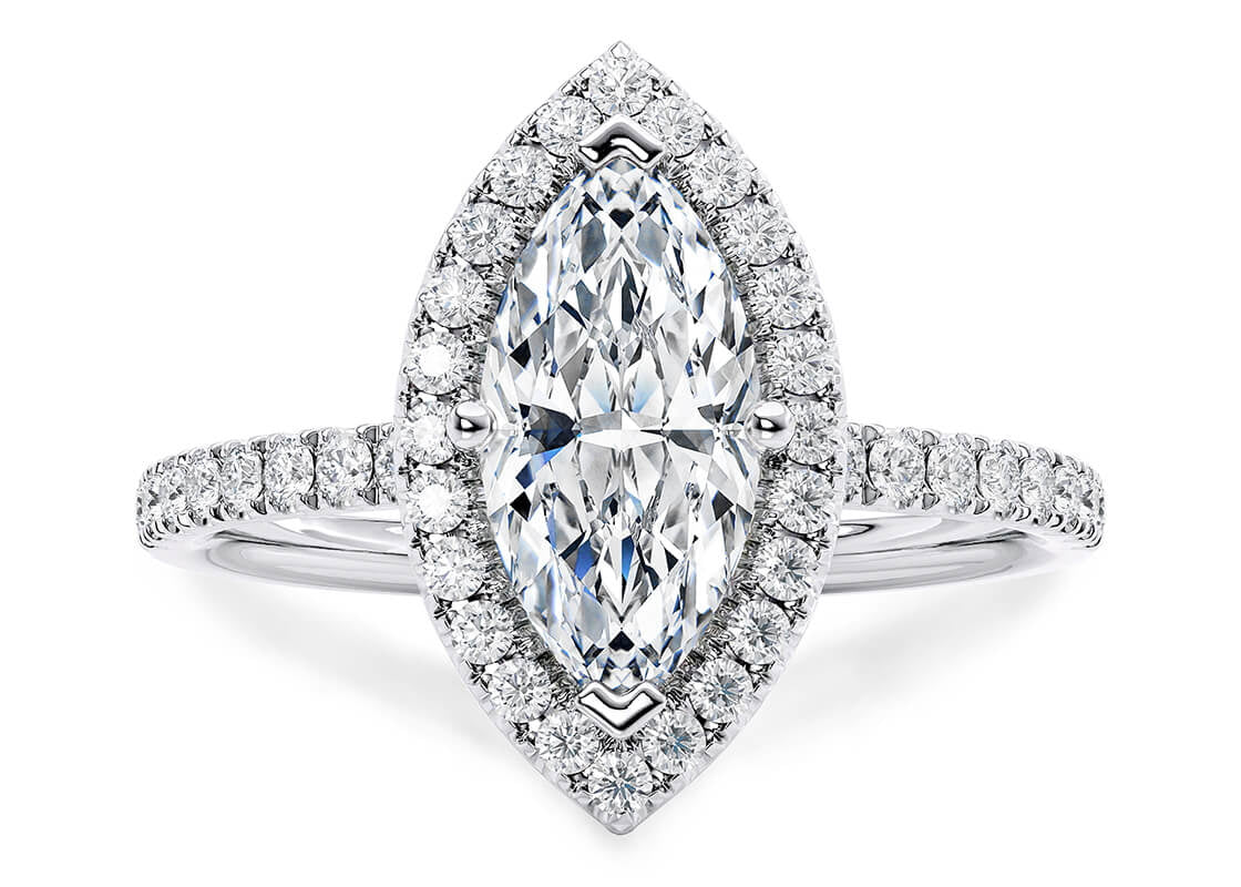 Isabella Halo Platinum Marquise Engagement Ring