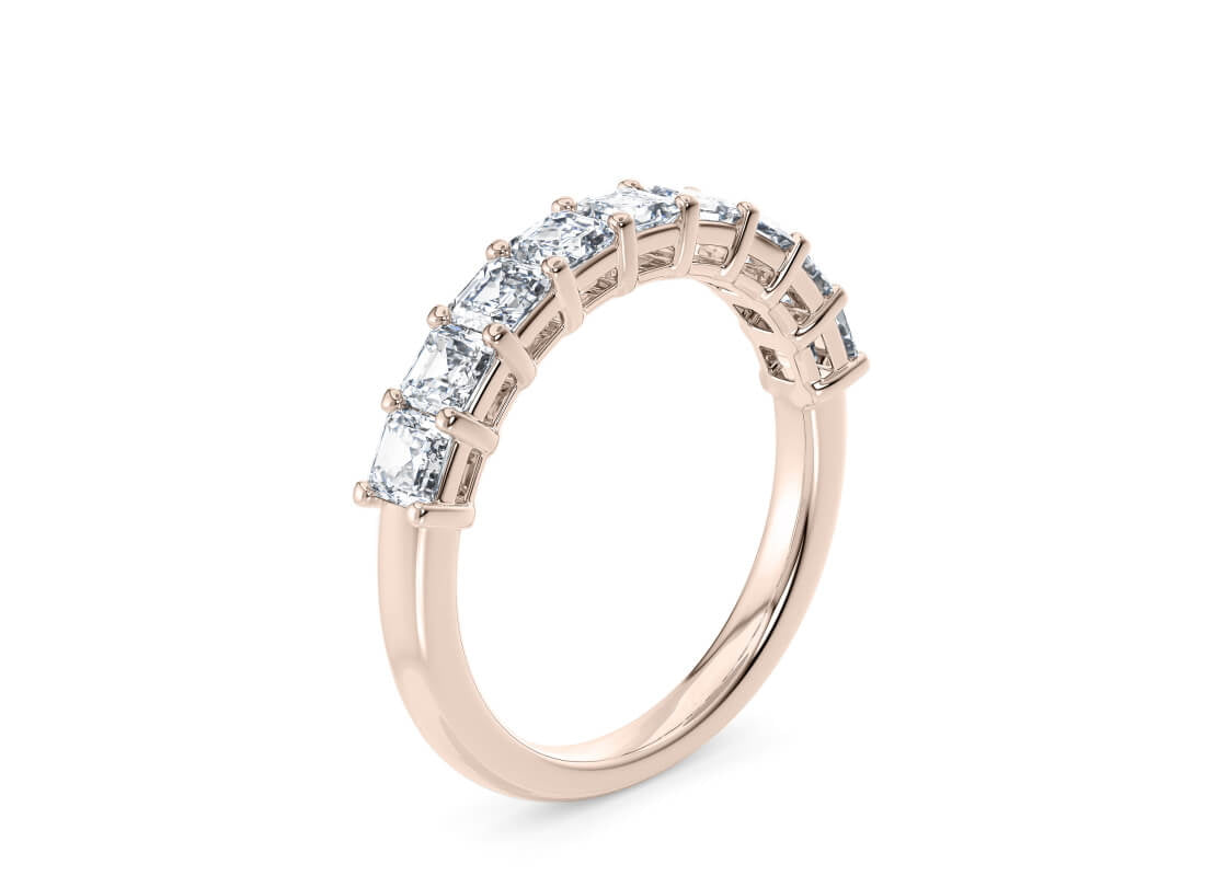Regent Asscher Half Set Rose Gold 18k Lab Grown Eternity Ring