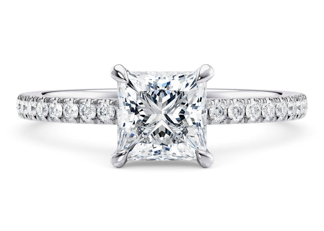 Aria Diamond Band Platinum Princess Engagement Ring