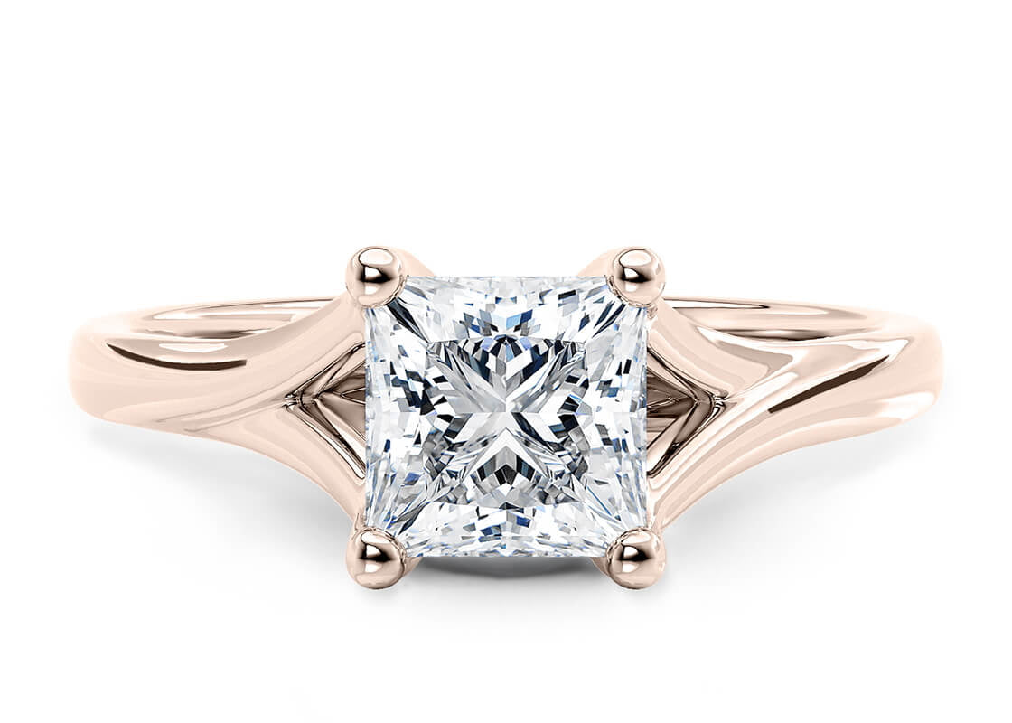 Hanover Solitaire Rose Gold 18k Princess Engagement Ring