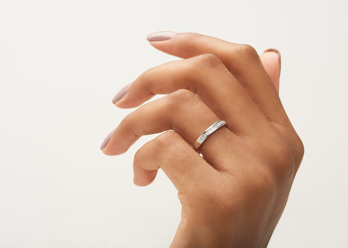 Allya White Gold 18k Half Set Eternity Ring
