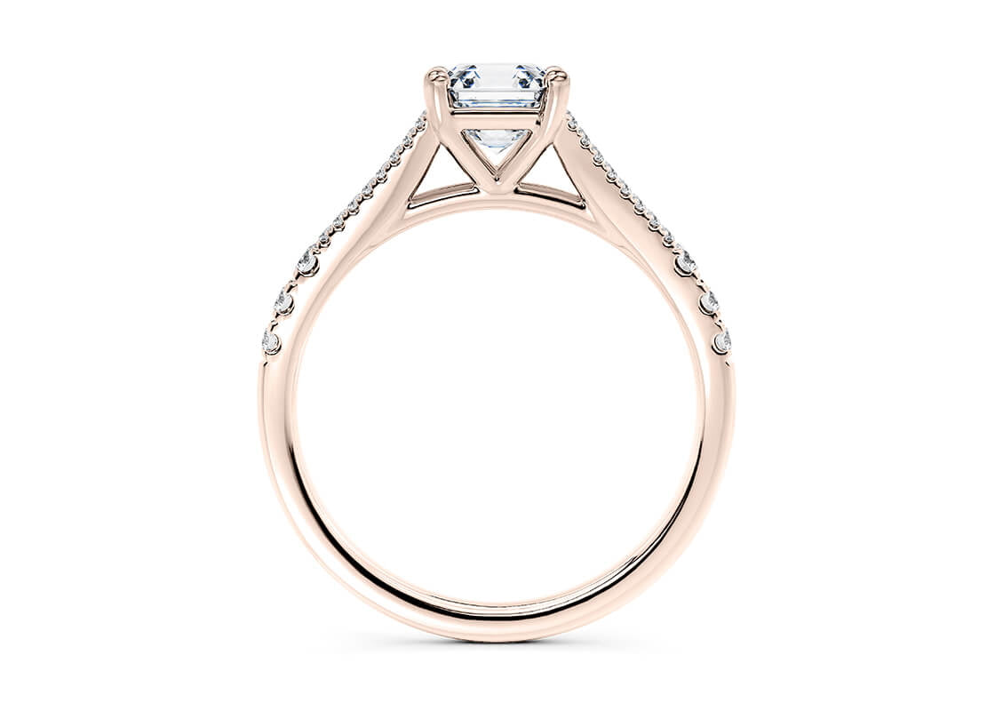 Oxford Diamond Band Rose Gold 18k Asscher Engagement Ring