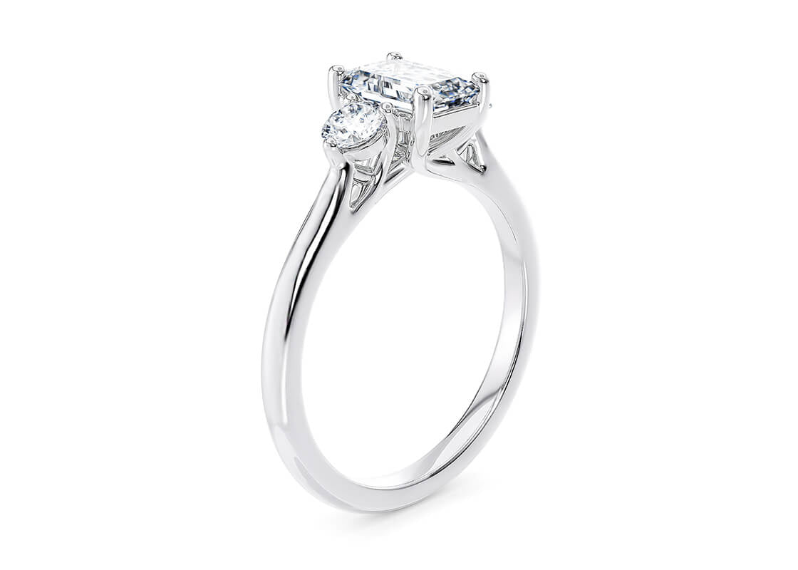 Valencia Trilogy Platinum Emerald Engagement Ring