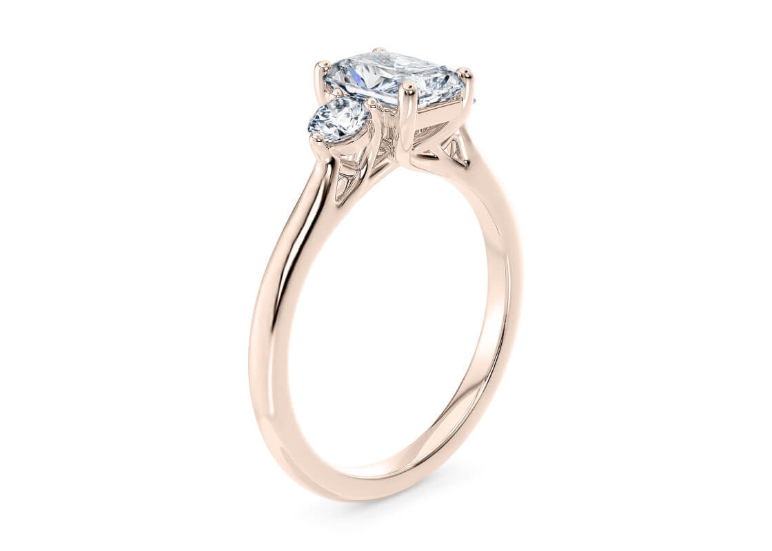 Valencia Trilogy Rose Gold 18k Radiant Engagement Ring