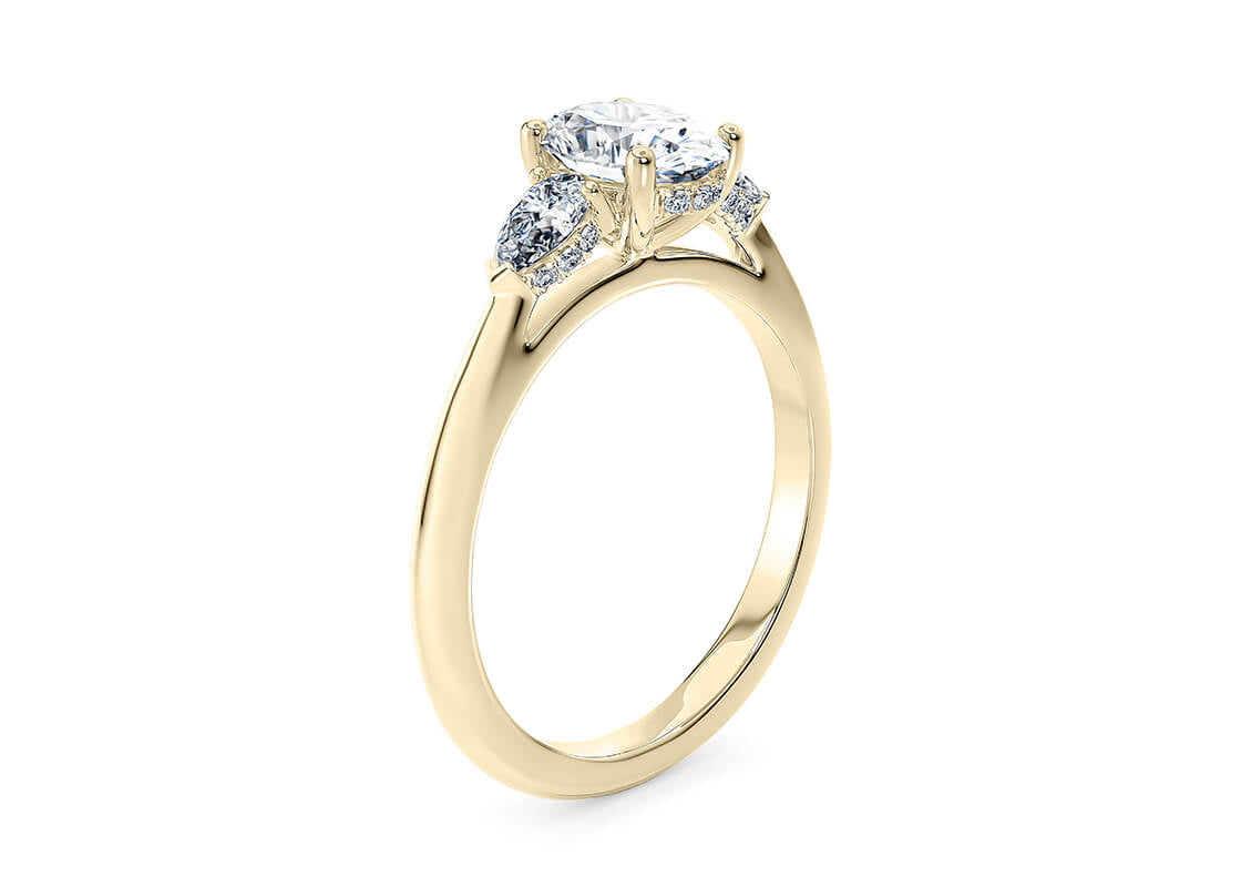 Florence Trilogy Yellow Gold 18k Oval Engagement Ring
