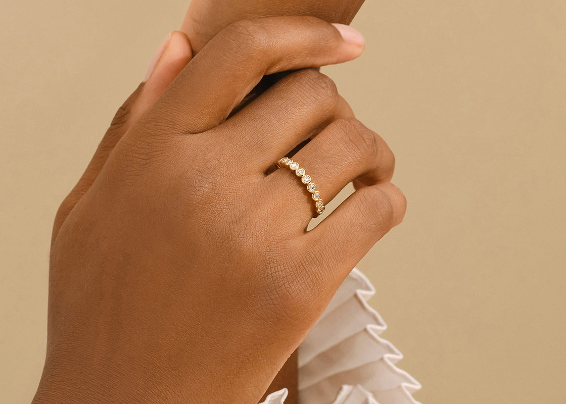 Tea Petite Eternity Yellow Gold 18k Full Set Natural Eternity Ring