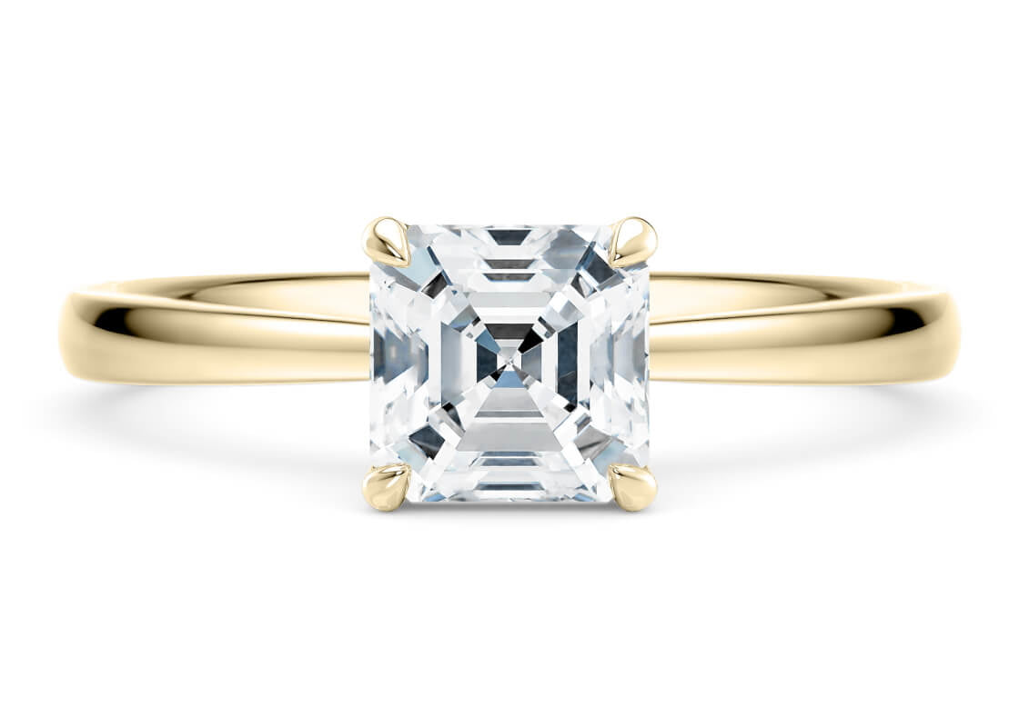 Starlight Solitaire Yellow Gold 18k Asscher Engagement Ring