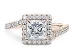 Kew Halo Rose Gold 18k Princess Engagement Ring