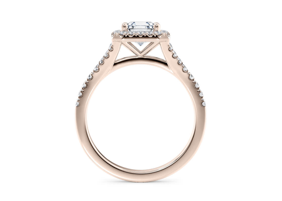 Battersea Halo Rose Gold 18k Asscher Engagement Ring