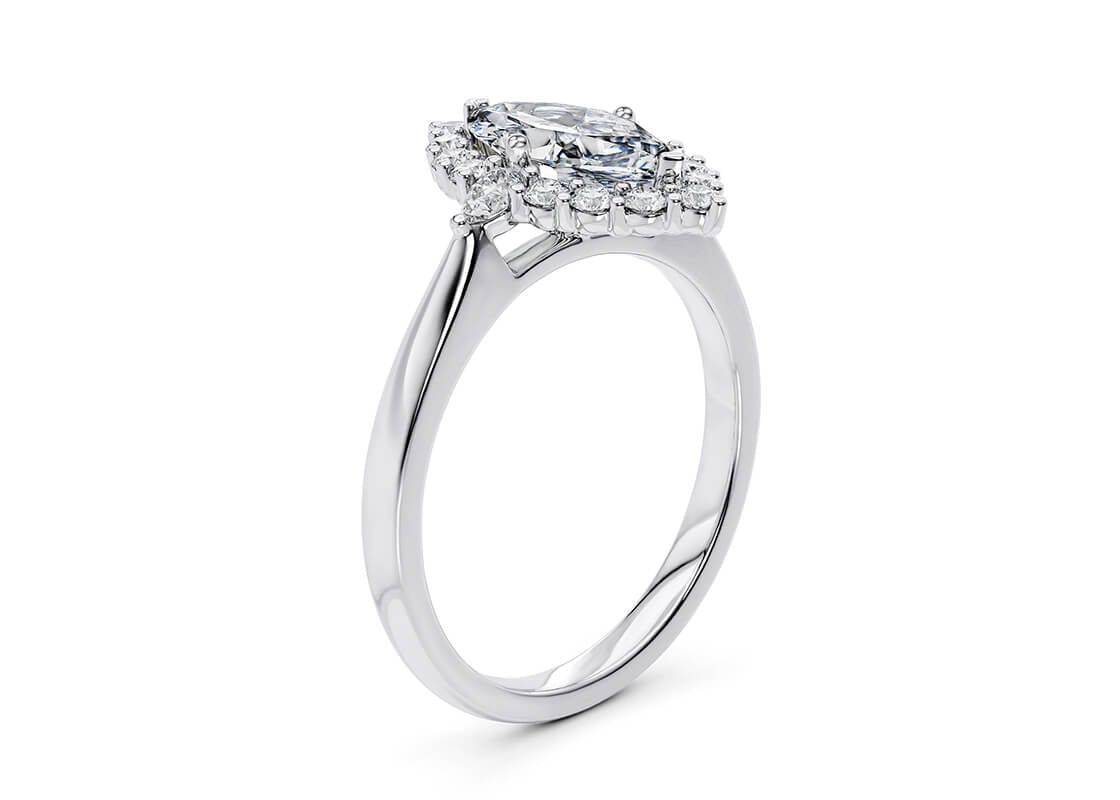 Hampstead Halo Platinum Marquise Engagement Ring
