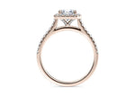 Aphrodite Halo Rose Gold 18k Asscher Engagement Ring