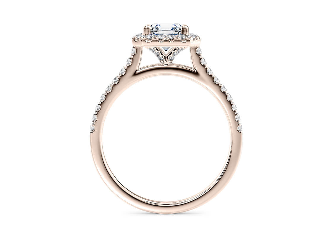 Aphrodite Halo Rose Gold 18k Asscher Engagement Ring