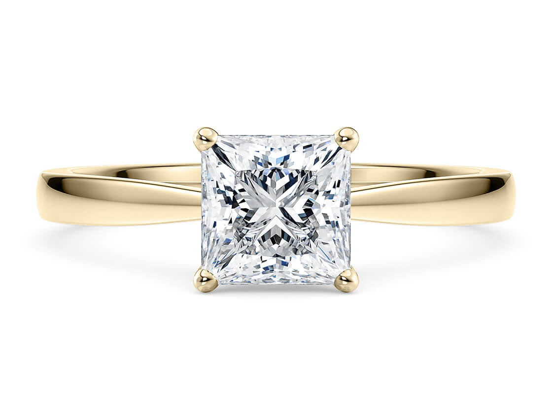 Delicacy Solitaire Yellow Gold 18k Princess Engagement Ring