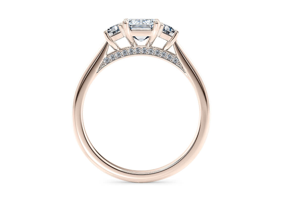 Imperia Trilogy Rose Gold 18k Emerald Engagement Ring