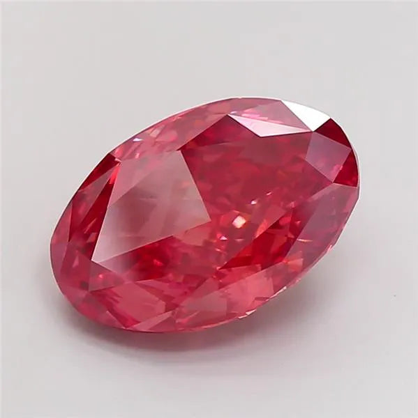 10.18ct Oval Lab Grown Diamond (Colour Fancy Vivid Red, Clarity VS2, IGI Certified)