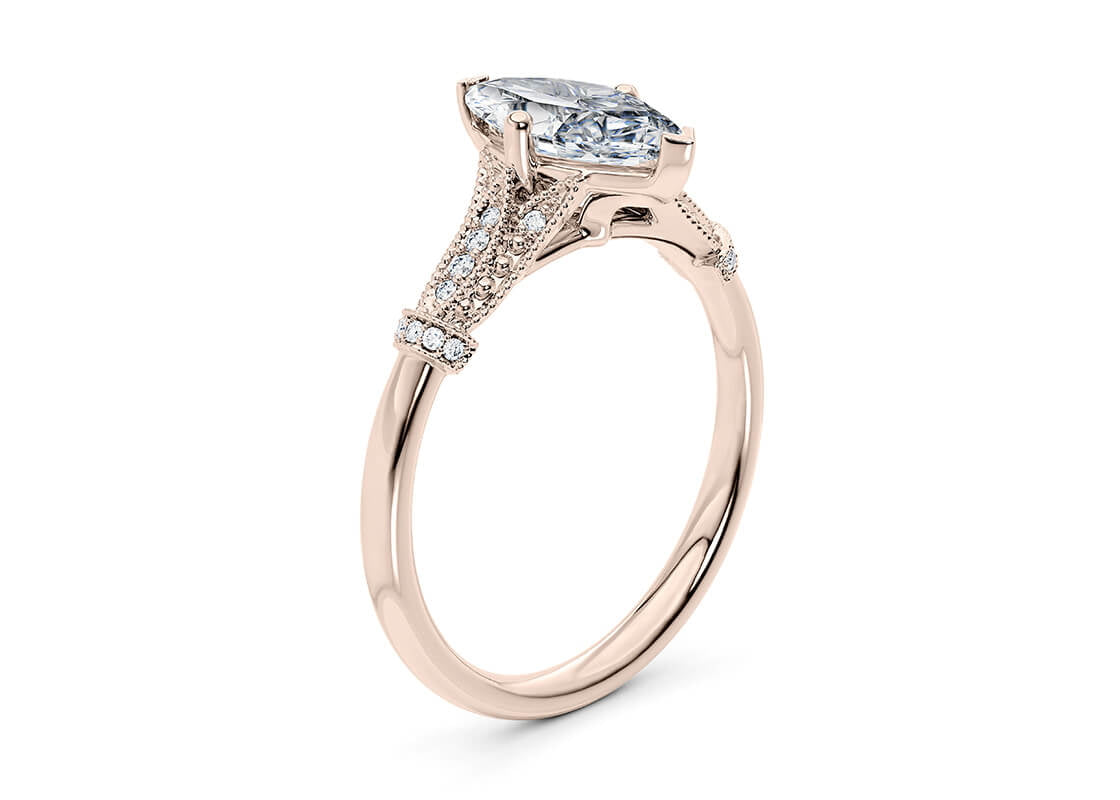 Jasmine Vintage Rose Gold 18k Marquise Engagement Ring