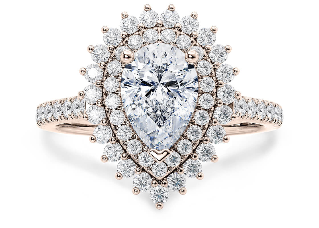 Berkeley Halo Rose Gold 18k Pear Engagement Ring