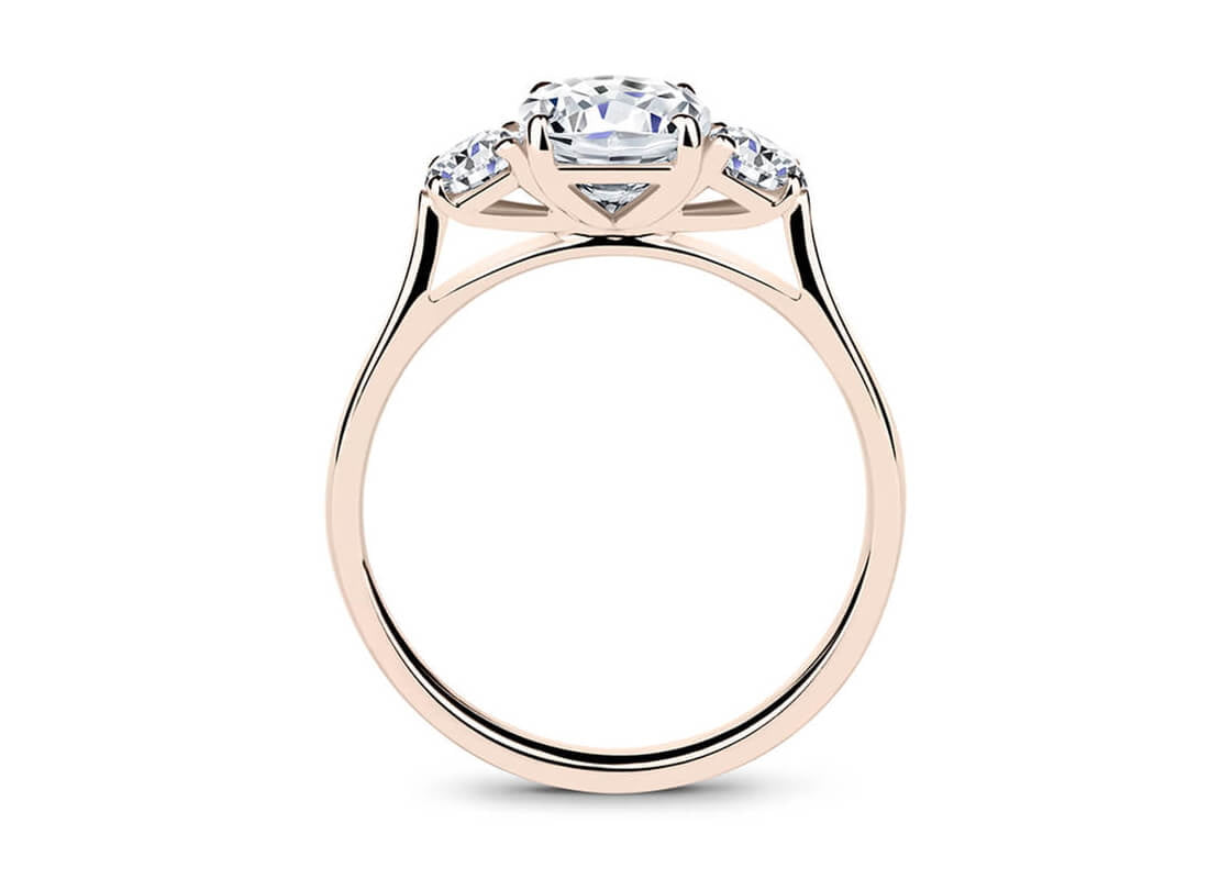 Roma Trilogy Rose Gold 18k Cushion Engagement Ring