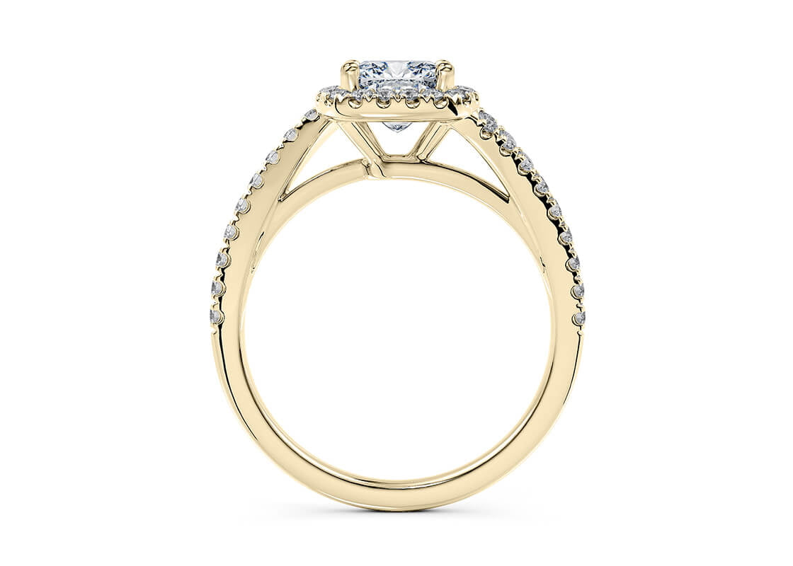 Kew Halo Yellow Gold 18k Cushion Engagement Ring