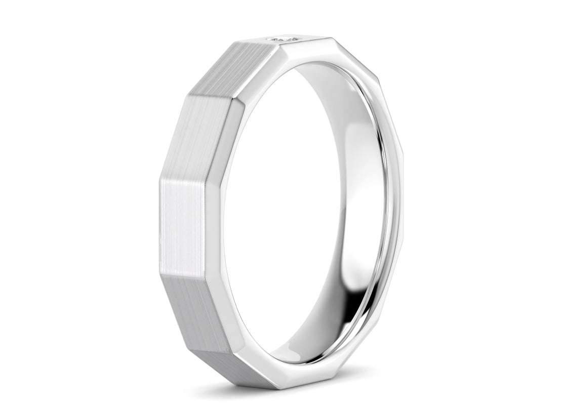 Atlas Brushed  White Gold 18k Wedding Band