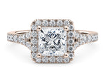 Battersea Halo Rose Gold 18k Princess Engagement Ring