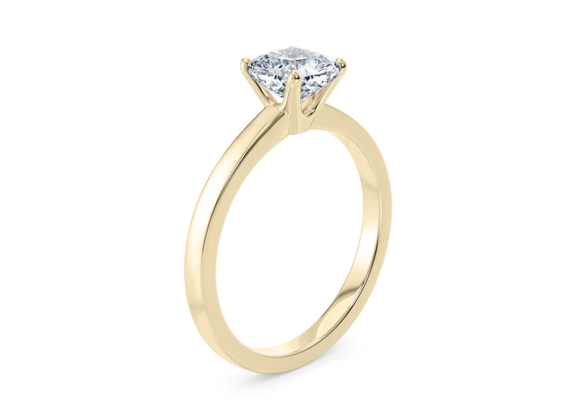 1477 Classic Solitaire Yellow Gold 18k Cushion Engagement Ring