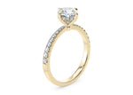 Asteria Compass Diamond Band Yellow Gold 18k Cushion Engagement Ring