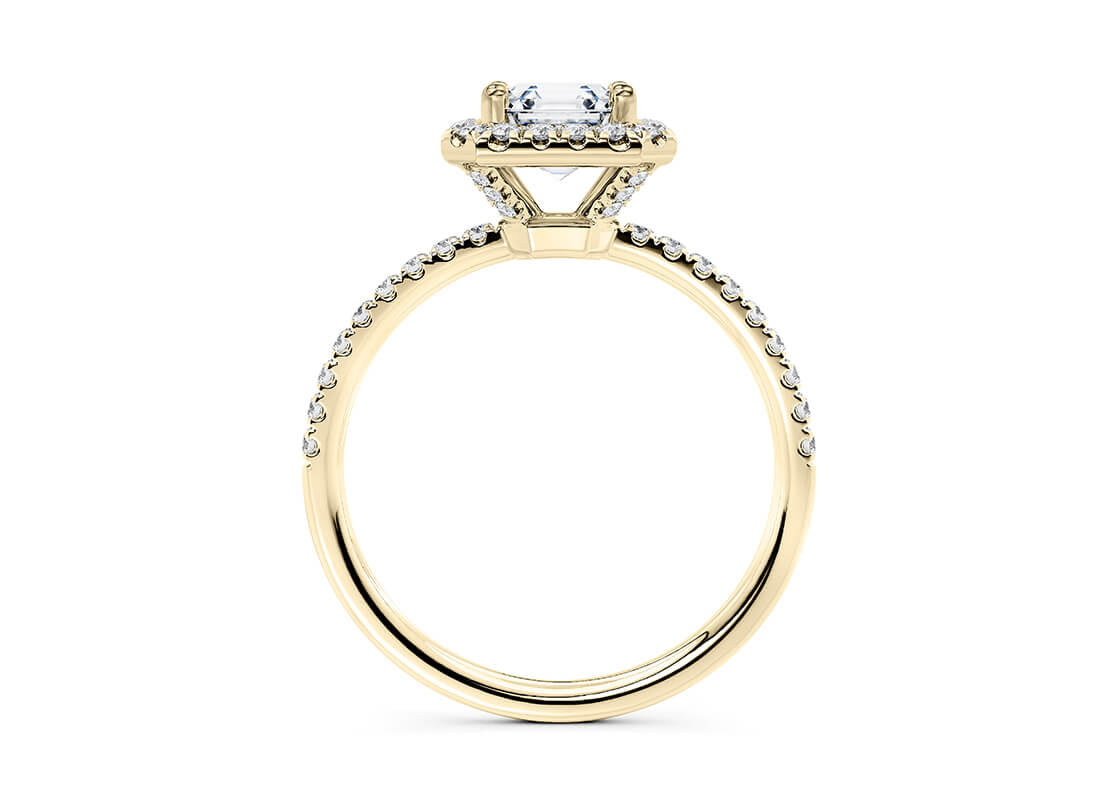 Isabella Halo Yellow Gold 18k Asscher Engagement Ring