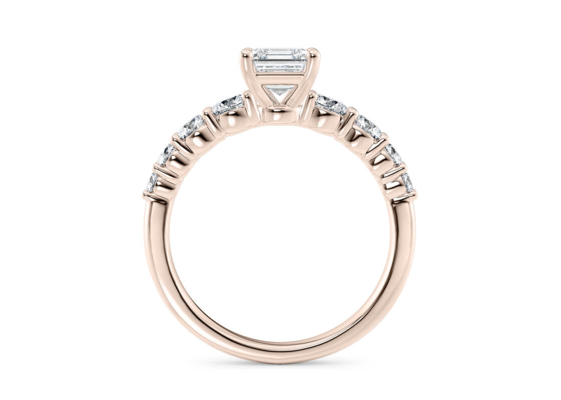 Lyra Diamond Band Rose Gold 18k Asscher Engagement Ring